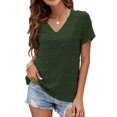 thumbnail image 1 of Tops de verano para mujer, diseño de pompón, cuello en V, manga corta, elegante, Color puro, camisa informal para mujer, para fiesta, oficina, viajes, OD verde XL, 1 of 3
