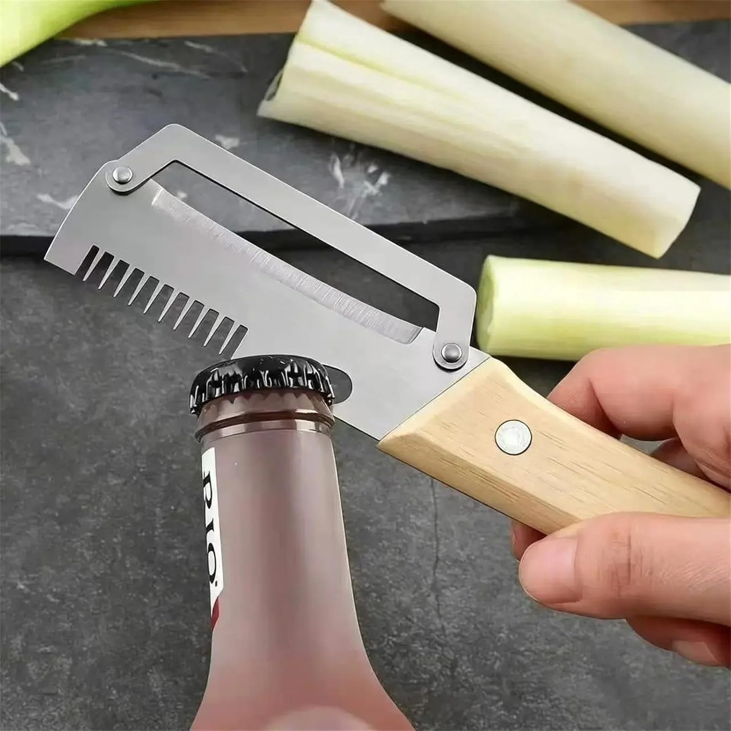 Elite Gourmet Knives and Cutlery Set, 2-Pack Multi-functional Vegetable Peeler for Kitchen, 2.5 Mm Stainless Steel Peeler, 3-in-1 Scallion Shredder & Peeler-Stainless Steel, Multi-tool