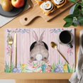 thumbnail image 2 of Easter Bunny Placemats Set of 8, Eggs Cute Rabbit Pink Wooden Grain Farm Placemats for Dining Table, Place Mats for Kitchen Tabletop, Waterproof Wipeable Dining Table Mats Set, 2 of 9
