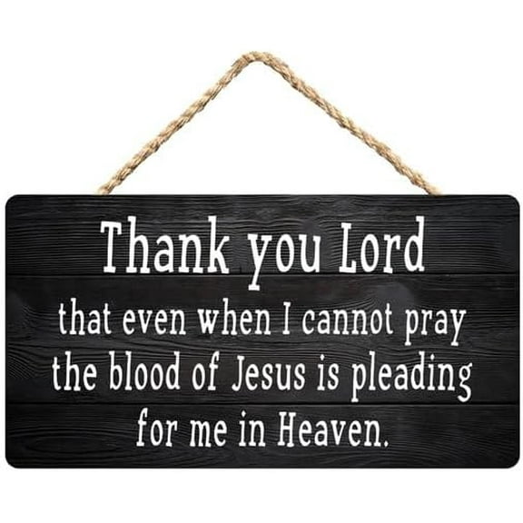 Zomyto Farmhouse Prayer Sign,Thank You Lord,Blood Of Jesus Pleading For Me,Rustic Wooden Hanging Sign 12X6 In Door Hanging Plaques
