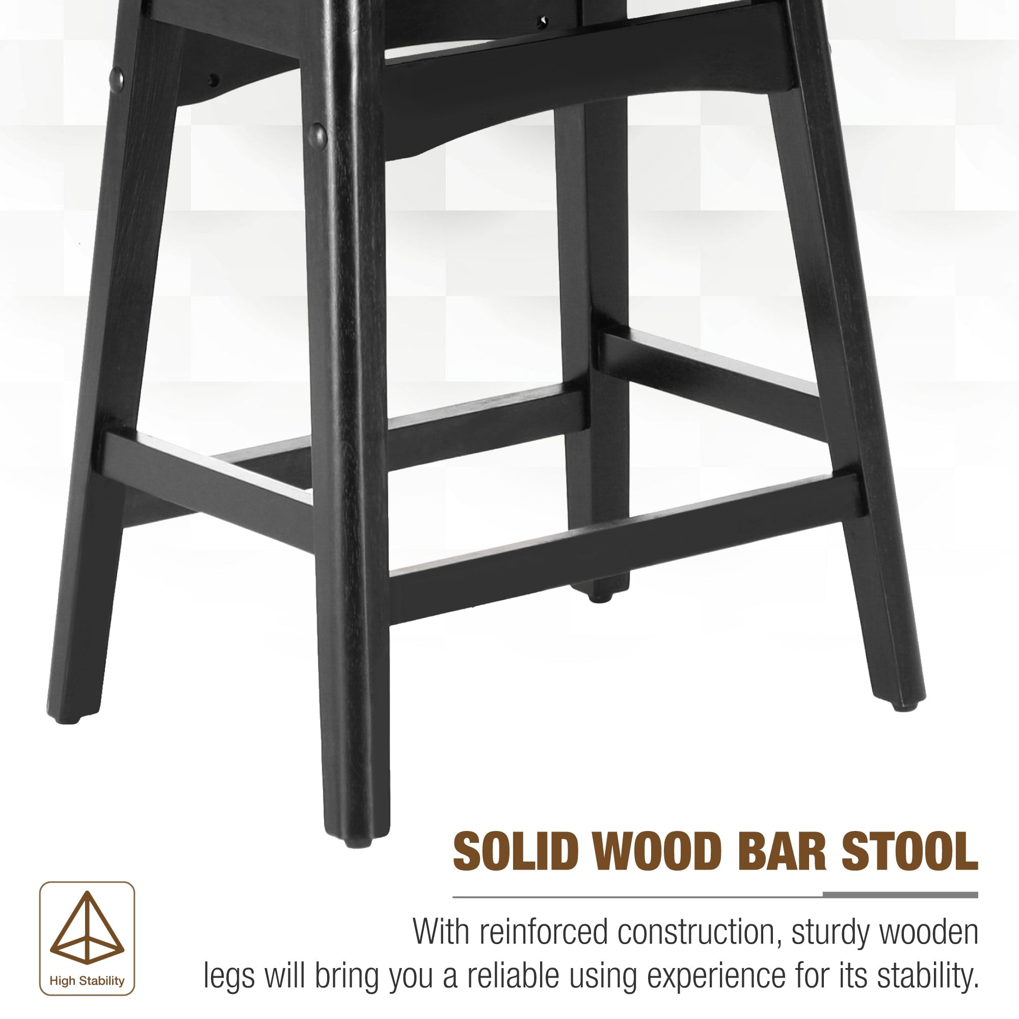 Summit Living 24 inch Wooden Backless Saddle Kitchen Stools Set of 4, Faux Leather Counter Height Stool Chairs, Gray