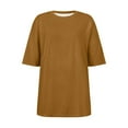 thumbnail image 4 of Women Summer Tops Women Oversize Sports Shirt Short Sleeve Blouses Summer Loose Tops Functional Shirt Tunic Loose With Slits Womens Long Sleep Top Long Sleeve Blouses for Running Top Full Brown XL, 4 of 4