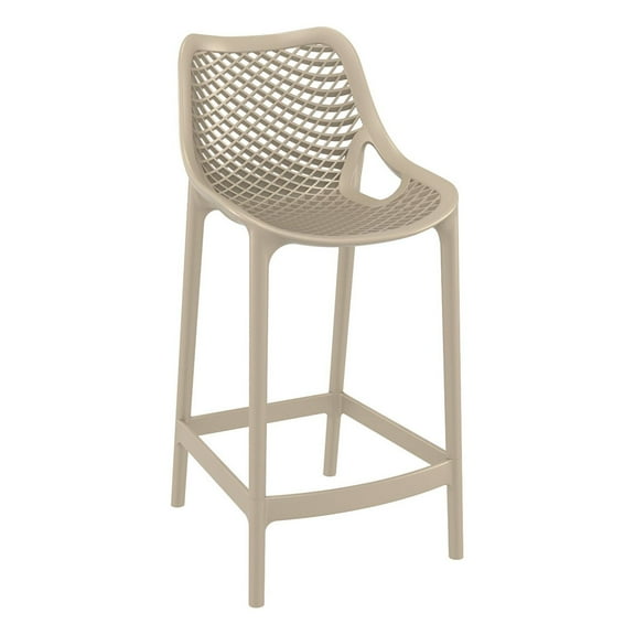 Luxury Commercial Living 37.5" Taupe Brown Solid Patio Resin Counter Stool