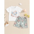 thumbnail image 3 of vera natura Kids Boys Shorts Set, Short Sleeve Letters Tag T-shirt with Elastic Waist Shorts Toddler Set Summer Outfit, 3 of 8