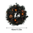 thumbnail image 3 of 18" Halloween Wreath with Lights - Pumpkin & Crow Decor for Front Door, Porch or Wall - Wreath for Indoor/Outdoor Spooky Decorations, 3 of 8