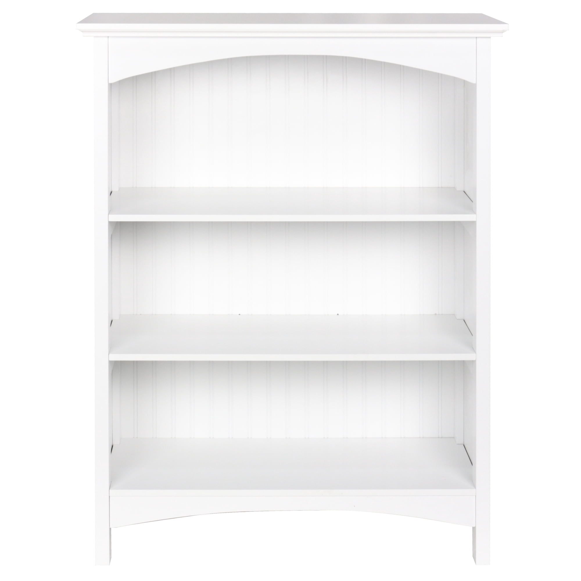 eHemco 3 Tier Storage Shelf Bookcase with 2 Arched Supports, 40 Inches Height, White
