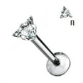 thumbnail image 1 of Labret Jewelry with Prong Set Triangle CZ Internally Threaded Solid Titanium, 1 of 1