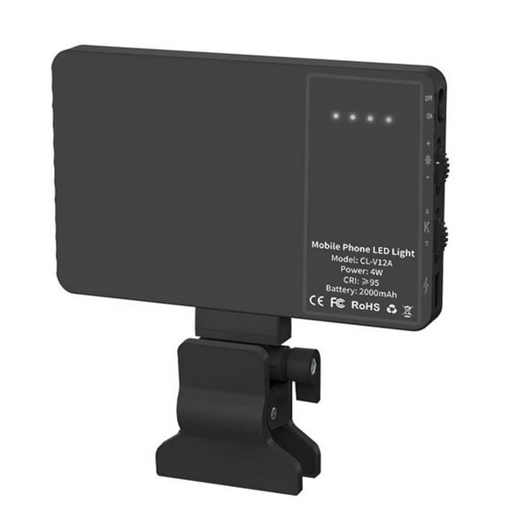 LED Mini Rechargeable Clip Fill Light Adjustable Portable Lamp for Phone, Pad, for Makeup, Selfie, Vlog Black