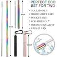 thumbnail image 2 of 2 Pack Reusable Collapsible Straw, Portable Reusable Drinking Straws, with Keychain, Cleaning Brushes, Perfect for Travel, Gifts, 2 of 4