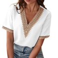 thumbnail image 1 of Cathalem Womens Basic T-Shirts Print Short Sleeve Tops,White L, 1 of 5