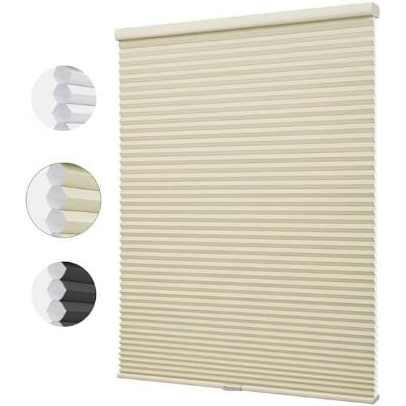 Cordless Cellular Shades for Windows - 1.5" Light Filtering Cellular Blinds for Indoor Window Shades Pull Down Honeycomb Blinds Bottom Up for Home (Light Filtering Creamy Dream, 24" W x 48" H)