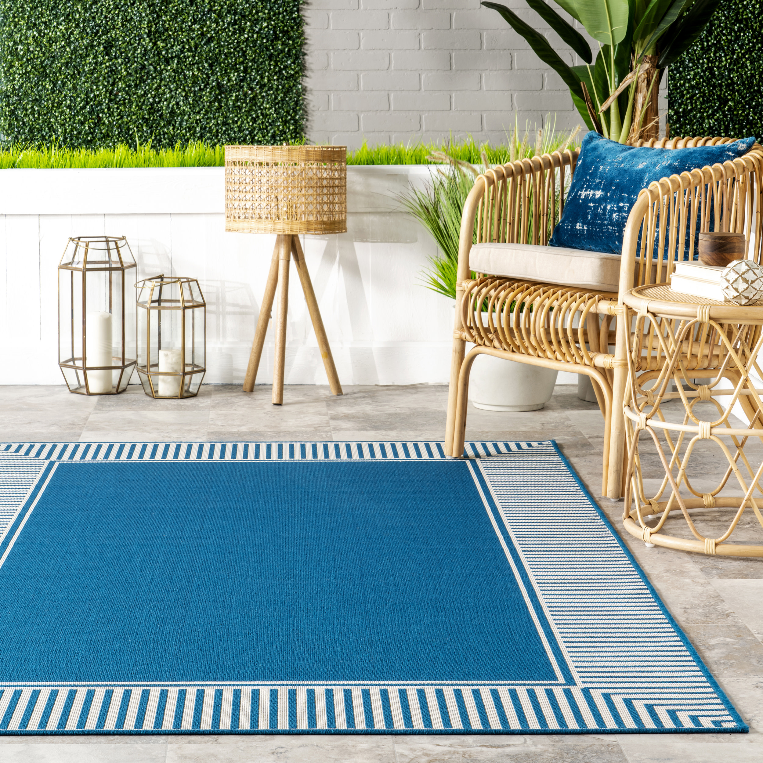 nuLOOM Asha Simple Border Indoor/Outdoor Area Rug, 8' x 10', Teal