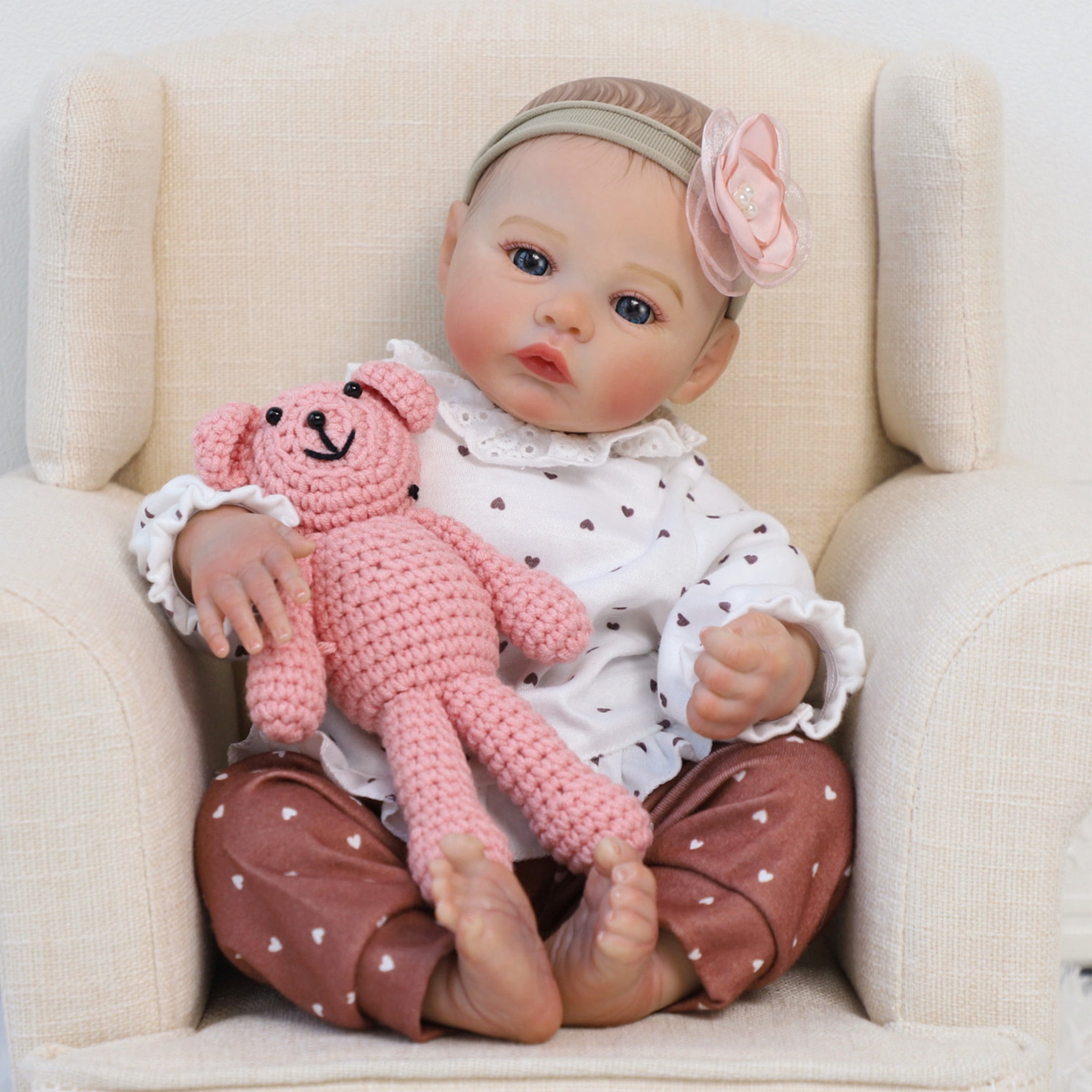 Lifelike Reborn Baby Dolls - 18 Inch Realistic Newborn Baby Dolls Girl, Real Life Baby Dolls with Soft Weighted Body, Real Baby Reborn Gift with Accessories for 3+ Years Old Kids