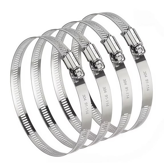 4 Pack 4 Inch Hose Clamps 304 Stainless Steel Duct Clamps Hose Clamp Pipe Clamp Air Ducting Clamp worm drive hose clamps (91mm-114mm)