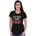 thumbnail image 3 of Breast Cancer Her Fight Pink Ribbon Womens Slim Fit Graphic Tee Brisco Brands S, 3 of 5