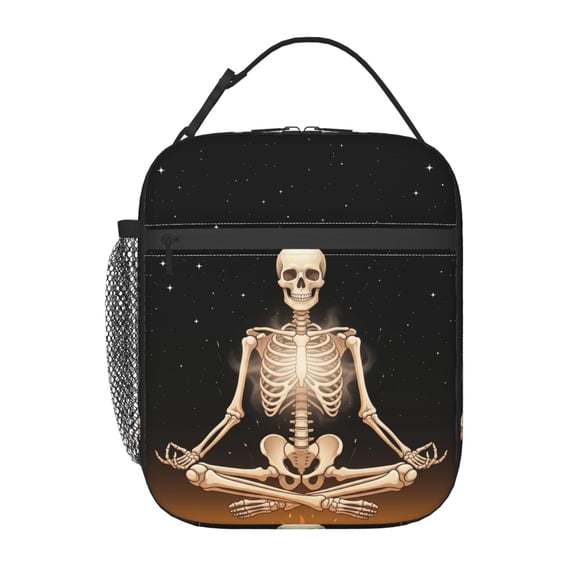 Funny Skull Lunch Bag Portable Insulated Lunch Bag Halloween Skeleton Reusable Cooler Bag For Women Men Adults Work Picnic Camping