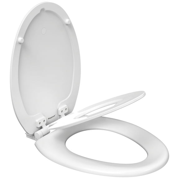 Rayport Elongated 2 in 1 Molded wood toilet seat with Toddler Potty Training Seat Built-In, Soft Close, Easy Clean, Magnetic Removable Kids Seat, White