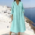thumbnail image 2 of Eawtki Women's V Neck Long Sleeve Maxi Dress Loose Fit With Pockets Solid Casual Dress For Spring Summer Daily Wear Vacation, 2 of 6