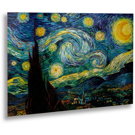 Trademark Fine Art "Starry Night" Brushed Aluminum Wall Art Art by Vincent van Gogh 16" x 22"