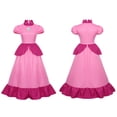 thumbnail image 3 of Zydvens G*irls Halloween Princess Cosplay Costume - Pink Puff Sleeve Halloween Cosplay Dress Up Set with Crown Gloves & Earrings - Retro Video Game Character Outfit, 3 of 6
