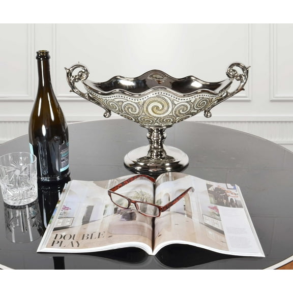 Silver Black Crystal Center Bowl