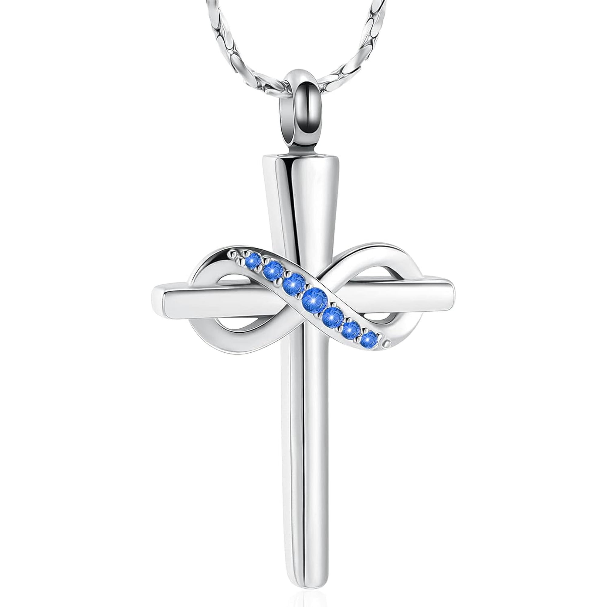 Infinity Love Cross Cremation Jewelry Ashes Religious Cross Urn Pendant Necklace for Women Men Pet Ashes Memorial Keepsake Jewelry