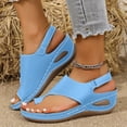 thumbnail image 2 of Orthopedic Sandals for Women Low Wedge Arch Support Flip Flops Hook and Loop Slingback Summer Outdoor Nonslip Walking Shoes Sky Blue Size 6.5, 2 of 6