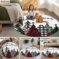 thumbnail image 5 of Round Rugs 4Ft, Christmas Tree Round Area Rug Washable Indoor Throw Carpet, Xmas Tree Watercolor Snowflake Soft Non Slip Circle Rug for Kitchen Nursery Room Home Decor Aesthetic, 5 of 8