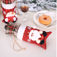 thumbnail image 3 of 4 Piezas de Tapones de Botellas de Vino de Navidad Bolsa de Vino Tinto Botella de Vino de Papá Noel Bolsa de Regalo de Vino para Decoración de Cena Familiar Decoración de Mesa Rojo Verde, 3 of 5
