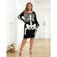 thumbnail image 2 of HDE Plus Size Skeleton Dress Stretchy Long Sleeve Halloween Costume 2X, 2 of 6