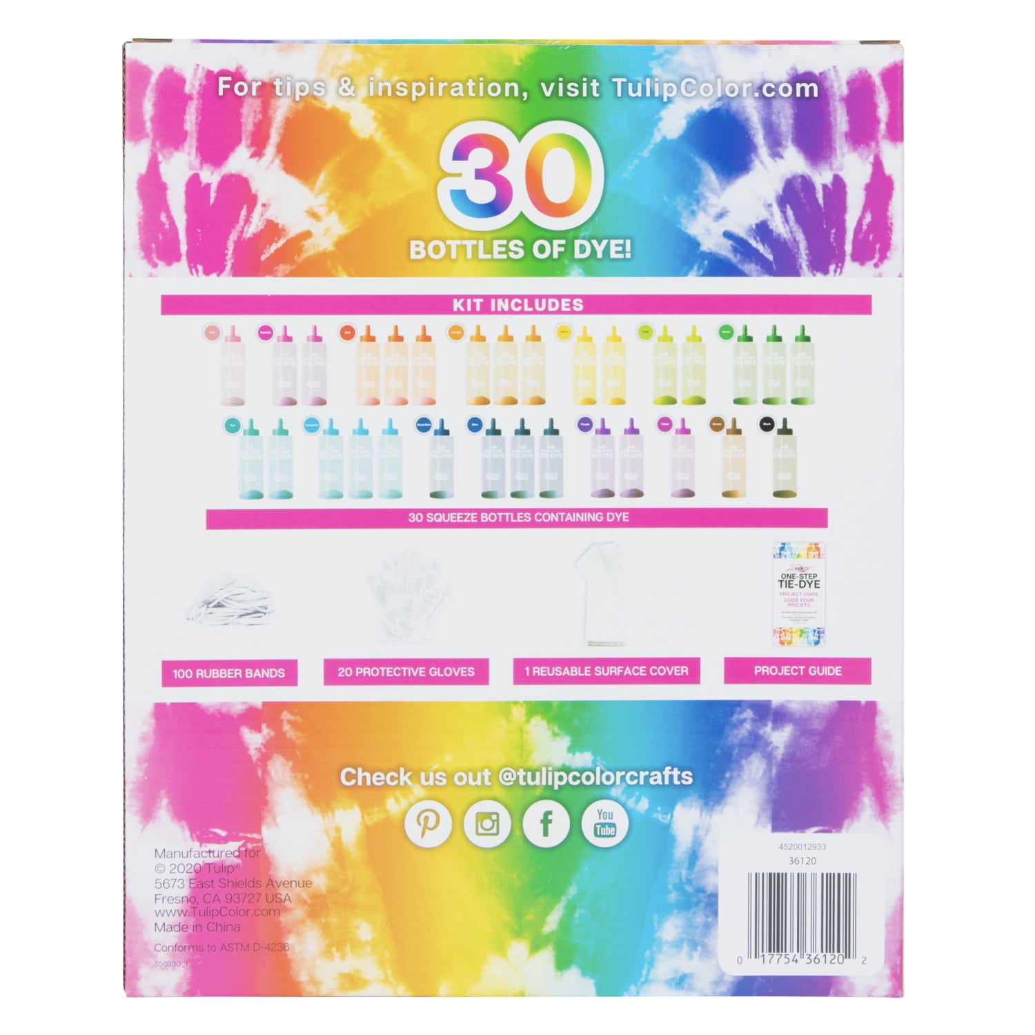  Tulip One-Step Tie-Dye Party, 18 Pre-Filled Bottles, Creative  Group Activity, All-in-1 Fashion Design Kit, 1 Pack, Rainbow : Everything  Else