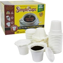 SIMPLECUPS Disposable Cups, 50Cups, Lids, and Filters - Compatible with Keurig, K-Cup machines & other Single Serve Coffee Brewer Reusable K Cups -Use & Make Your Own - Works with All Brands