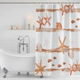 thumbnail image 2 of Shower Curtain Bathroom Set Summer Ocean Starfish Shell Waterproof Fabric Shower Curtains with Grommets&Hooks, Watercolor Orange Fish Privacy Bath Curtain for Bathtub 72x72in, 2 of 9
