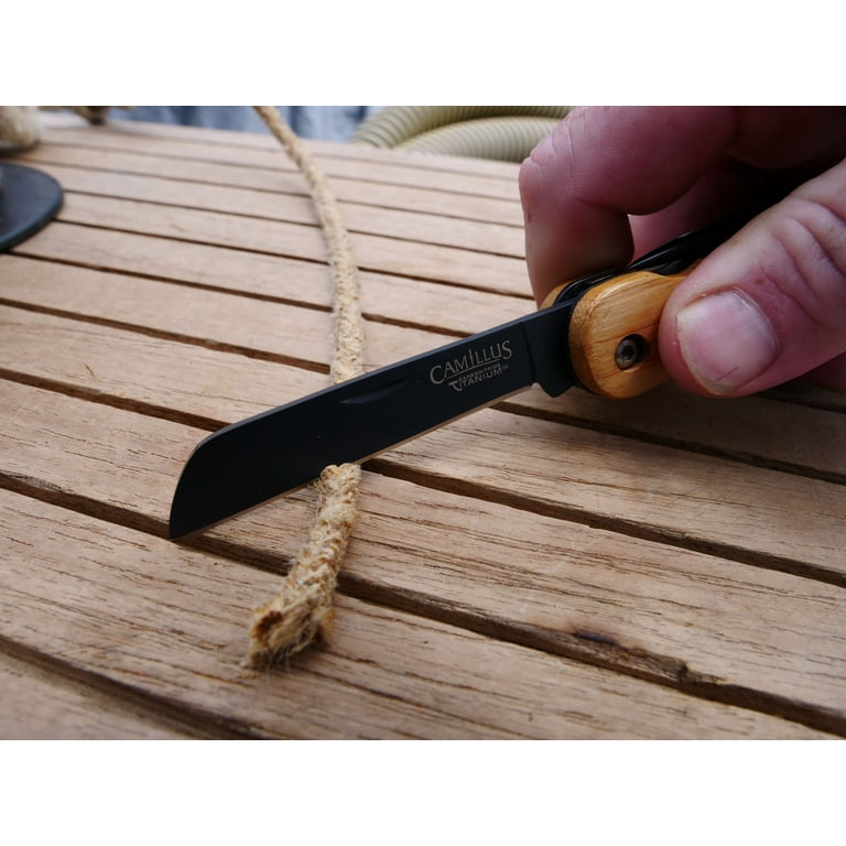 Camillus 7.5 Folding Pocket Knife, 1.34 Sheep Foot Blade with Marlin Spike,  Bamboo Handle 