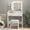 Marple White, variant on TEQIN Vanity Desk with Mirror and Lights,Makeup Vanity with Outlets & 2 Drawers,Open Shelves, Cushioned Stool,Vanity with 3-Color Adjustable Lighting, Makeup Vanity for Bedroom