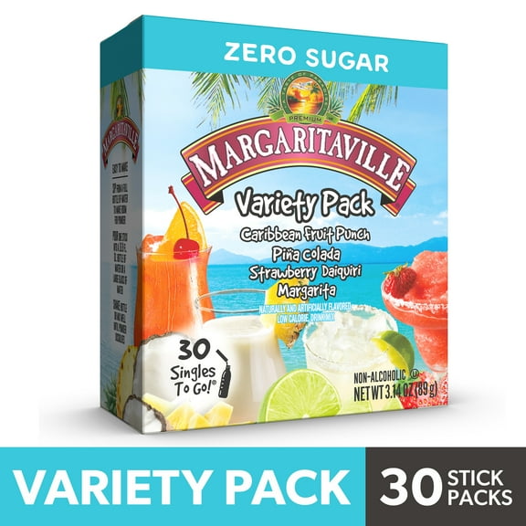 Margaritaville Sugar-Free Powdered Drink Mix Singles-To-Go Variety Pack, 30 Count Packets