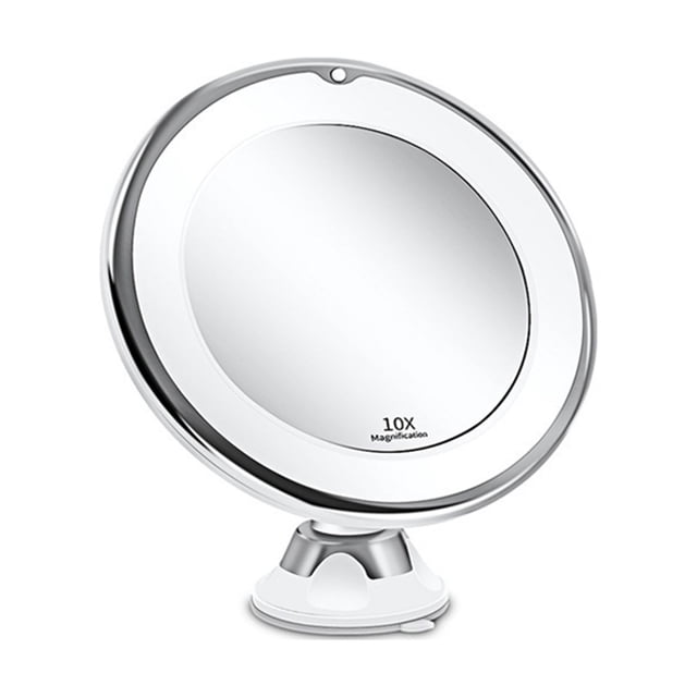 Mistaha LED Lighted Makeup Mirror with 10X Magnification and Suction Cup, 18 LEDs, 360° Rotation, Energy-Efficient, Elegant Design, Battery Powered, ABS+PP+Stainless Steel+Glass Materials, 12.5cm
