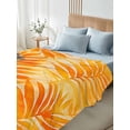 thumbnail image 4 of Botanical Orange Yellow King Size Flat Sheet, Wrinkleproof & Fadeproof Cooling Flat Bed Sheet Only, Modernism Tropical Palm Leaf Breathable Soft Bedding Top Sheets 105 x 98 Inches, 4 of 7