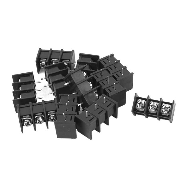 Conector de bloque de terminal de tornillo de montaje en PCB de 11 piezas, 300V, 20A, 3P, 3 posiciones, paso de 9.5 mm, color negro