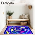 thumbnail image 3 of ODIKA 6'x9' Machine Washable Non-Slip Area Rug, Playful Kitten Chase Scene with LED Strip High Traffic Rug with Pad, Blue, 617291, 3 of 8