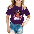 thumbnail image 1 of PMVFHDE Hauts Mignons pour Fille Hauts Tendance pour Fille 2025 Hauts d'Été Mignons Hauts à Manches Courtes pour Filles T-Shirt pour Filles T-Shirt Graphique Mignon à Col Rond Manches Courtes T-Shirt Décontracté d'Été Violet, 3-4 Ans, 1 of 5