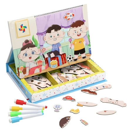 UPC: 0817338027254 | Picassotiles 108pcs Reusable Magnetic Face Sticker Puzzle Book Drawing Board Multicolor