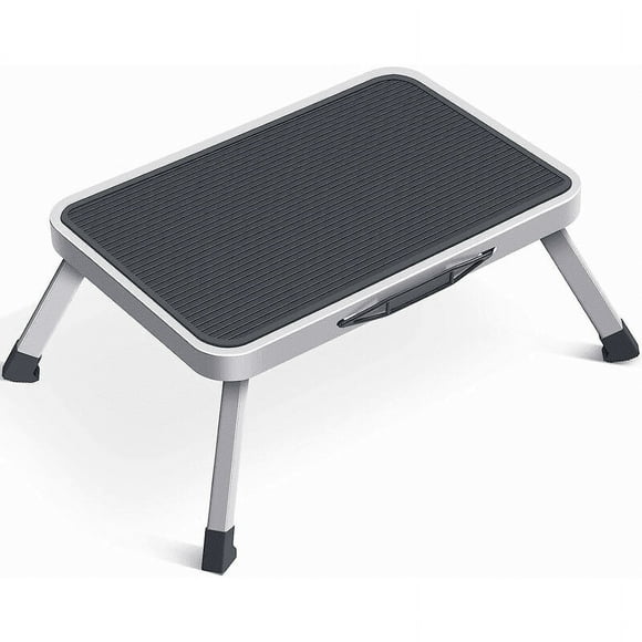 Folding Step Stool 1 Step Steel Folding Small Folding Ladder Living Room Kitchen Bathroom Library 46x31x17.5cm