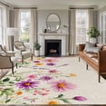 thumbnail image 3 of Purple Daisy Area&nbsp;Rug 5x7ft Spring Flowers Leaf Non-Slip&nbsp;Washable Square&nbsp;Rugs Soft Felt Indoor Floor Mat for Bedroom Kitchen Living Room Bathroom, 3 of 9