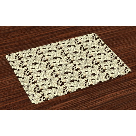 Cat Placemats Set of 4 Cute Sketch Kittens Baby Animals Sleeping and Yawning Best Buddies Friendship, Washable Fabric Place Mats for Dining Room Kitchen Table Decor,Pale Yellow Black, by (Best Place To Sleep)