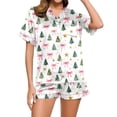 thumbnail image 5 of Vetsdori Womens Christmas Shorts & Top Pajamas Sets Button up PJS Homewear,Lightweight Soft Sleepwear Collared Pajamas for Women Home, 5 of 6