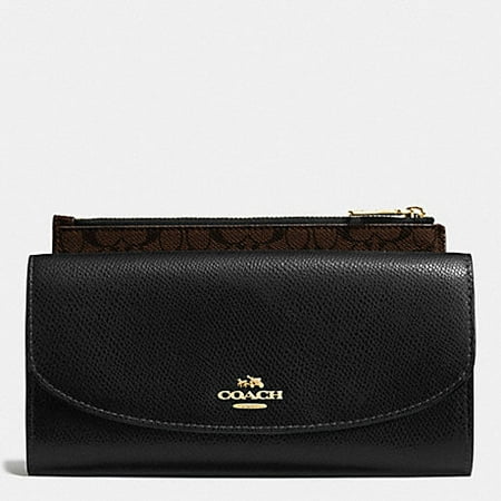 COACH Black Clutch Crossgrain Leather Pop Slim Envelope F52628 IMBLK