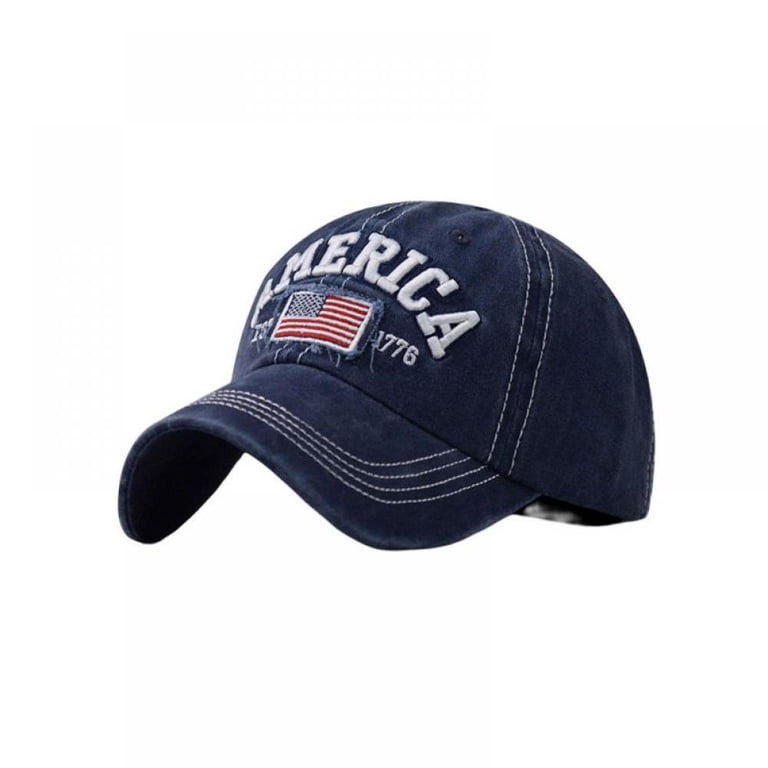Vintage Washed Distressed Cotton Dad Hat Baseball Cap Adjustable Snapback Unisex Penkiiy American Flag Hats Vintage Washed Distressed Cotton  main image 3
