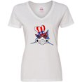 thumbnail image 3 of Inktastic 4th of July Patriot Shark Women's V-Neck T-Shirt, 3 of 5