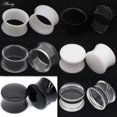 thumbnail image 2 of 2 uds., blanco, negro, acrílico transparente, tapón para túnel de oreja, medidores de oreja, Piercing, doble sillín curvo, expansor, joyería para el cuerpo Tan Jianjun unisex, 2 of 2